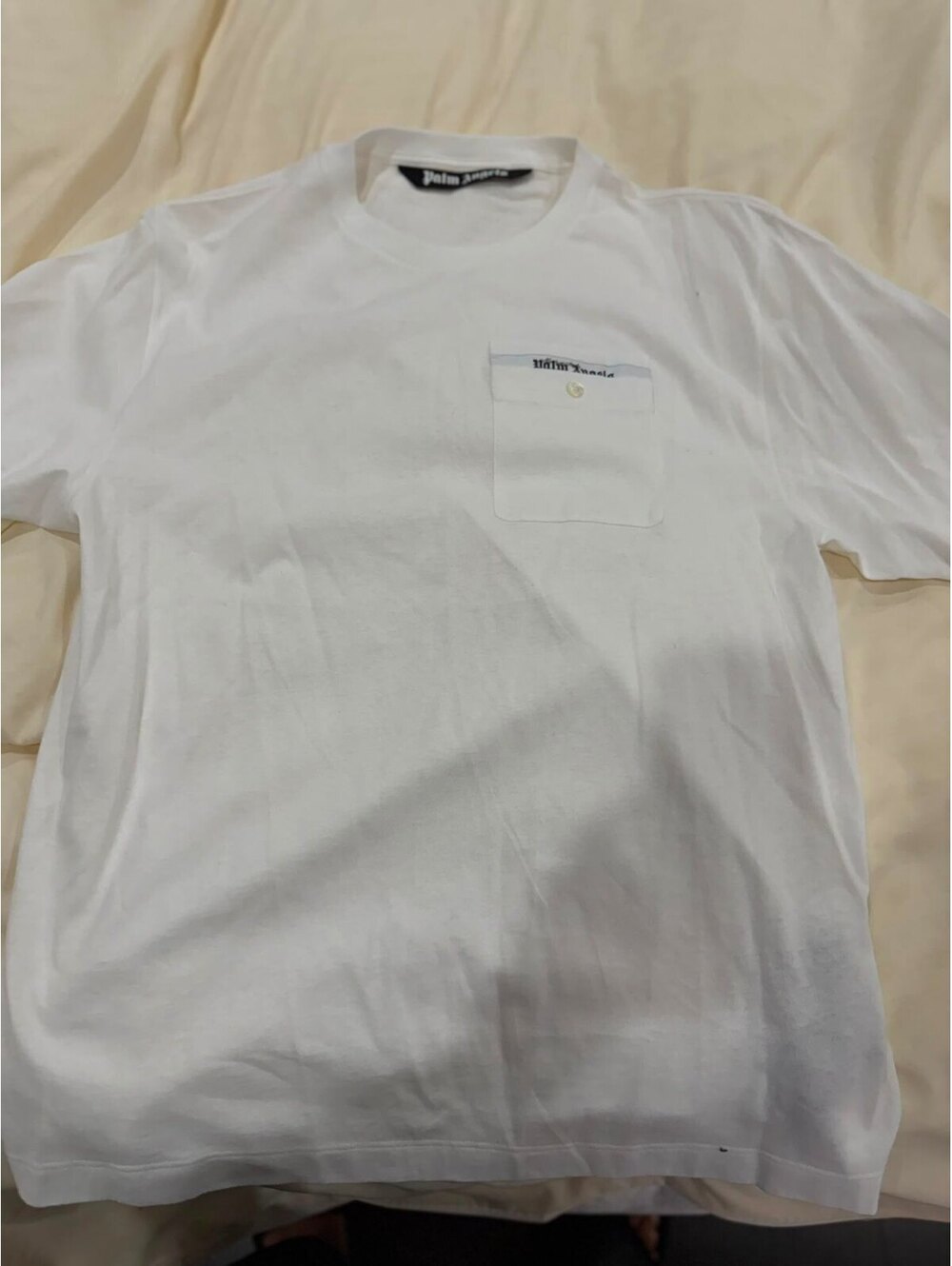 Palm Angels White Cotton Pocket T-Shirt Size L